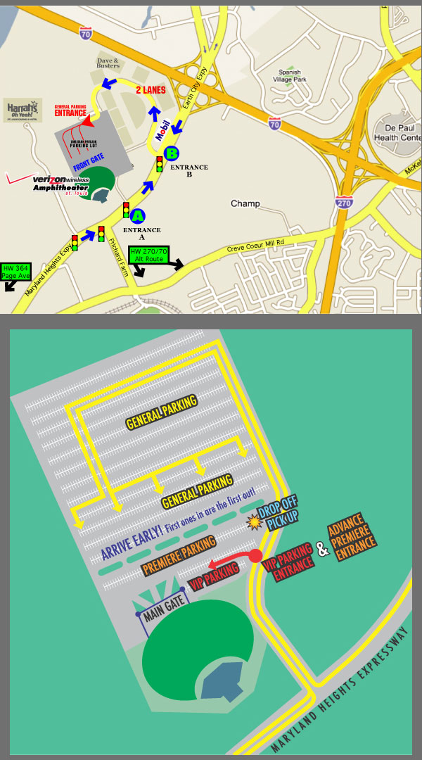 hollywood casino amphitheater parking map